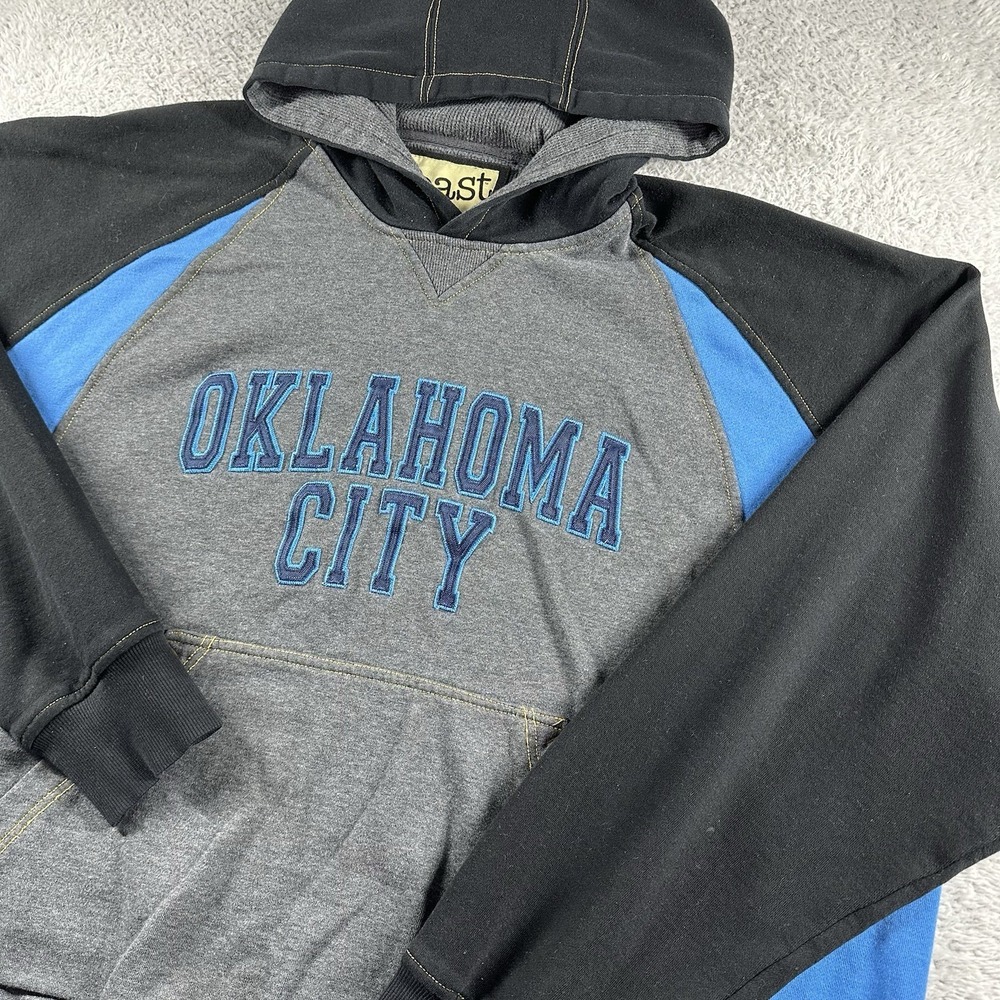 Vintage Oklahoma City Hoodie‎ Mens 3x Gray Blue Color Block Embroidered  Coast